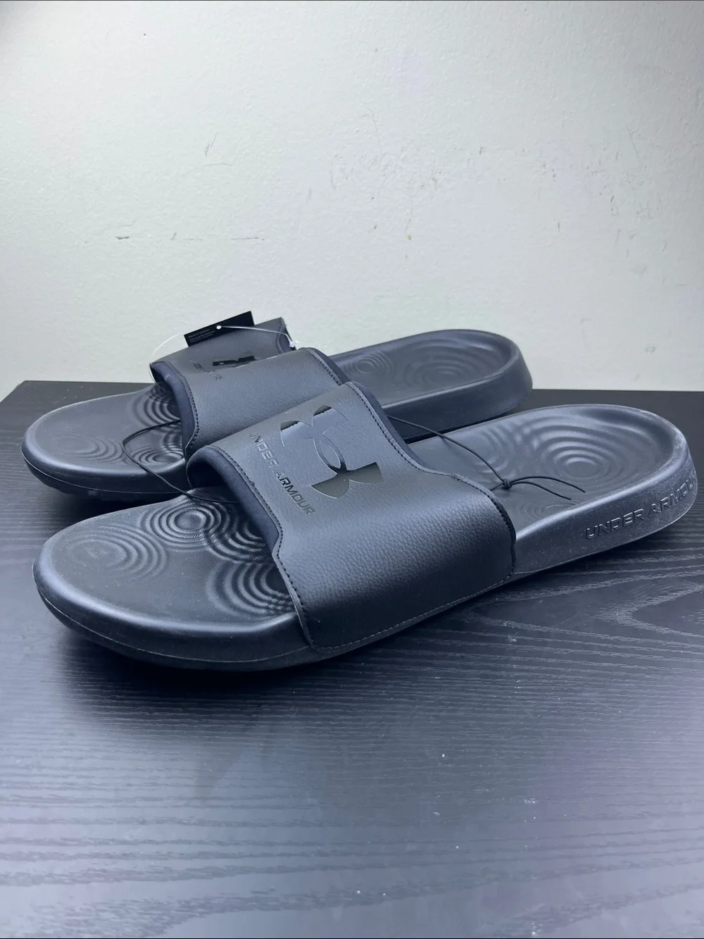 Under Armour Ignite Select Black Men's Size 18 Slide Sandals Logo‎ Comfort